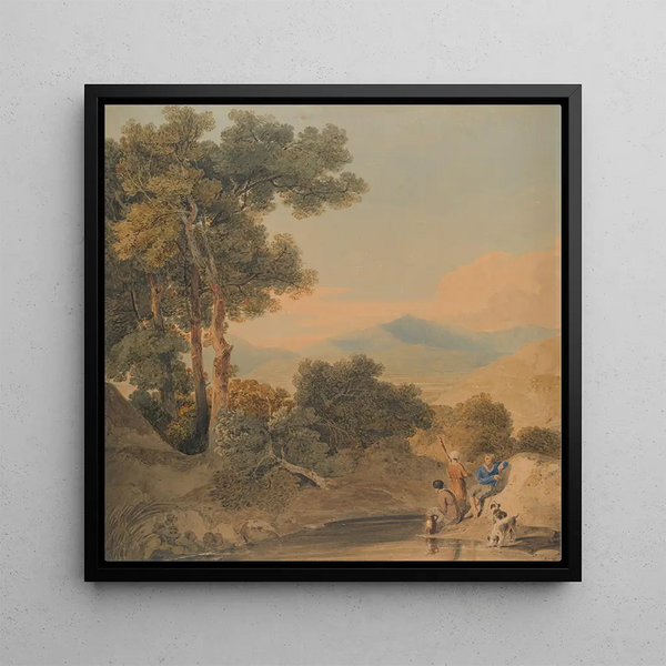 Landscape with Figures - William Havell — framed artwork on a wall