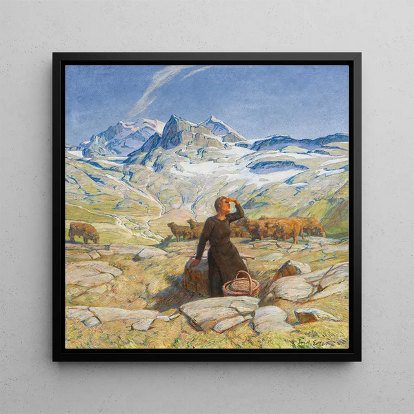 Landscape with Young Peasant - Erich Erler — framed artwork on a wall