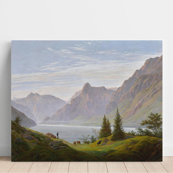 Reproduction of the painting Mountain Lake Landscape Painting, Morning - Caspar David Friedrich