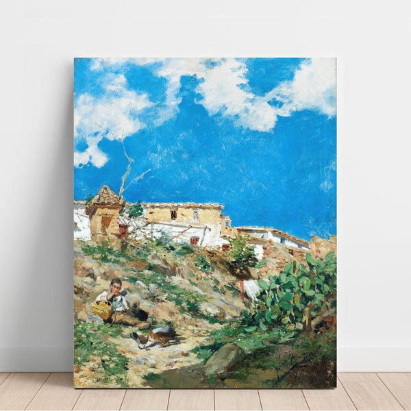 Reproduction of the painting Landscape painting with figure in Sagunto, Valencia - Joaquín Sorolla