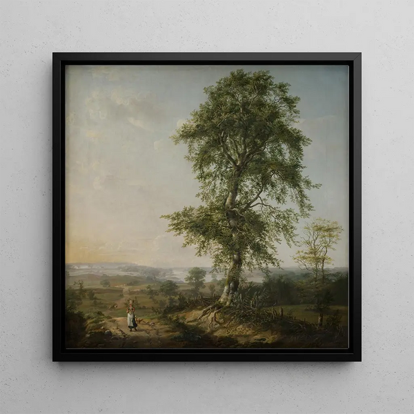 Landscape with a large tree - Johan Christian Dahl — framed artwork on a wall