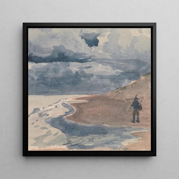 Landscape with a Man on the Beach - William Collins — framed artwork on a wall