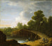 Landscape painting with a bridge - Frederik Petersen — artwork view