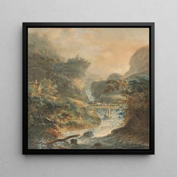 Landscape with a turbulent stream in the Jura - Peter Birmann — framed artwork on a wall