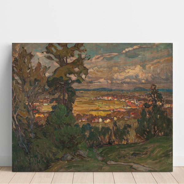 Reproduction of the painting Landscape painting with a village. Study of northern Norway - Anna Boberg