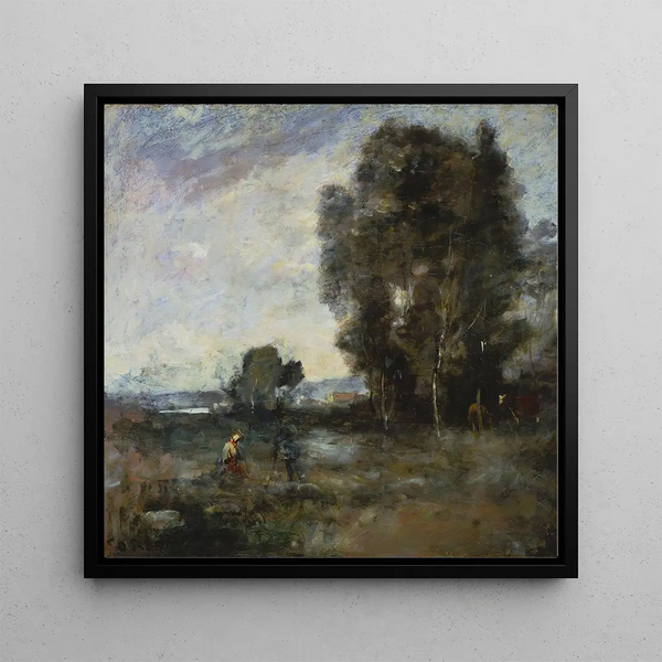Summer Landscape Painting - Jean-Baptiste-Camille Corot — framed artwork on a wall