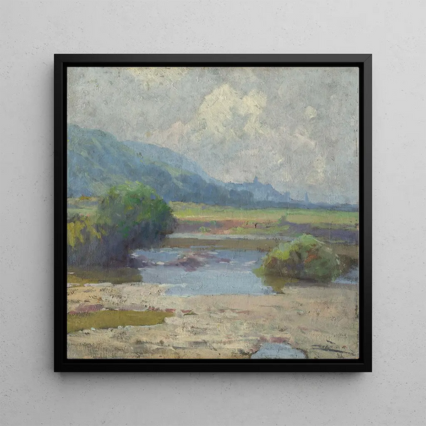 Summer Landscape Painting of Koice - udovt ordk — framed artwork on a wall