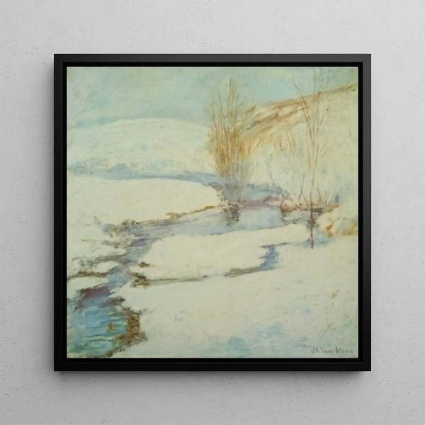 Winter Landscape Painting - John Henry Twachtman — framed artwork on a wall