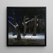 Winter Landscape Painting at Night with a Halberdier - Henryk Szczygliski — framed artwork on a wall