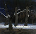 Winter Landscape Painting at Night with a Halberdier - Henryk Szczygliski — artwork view