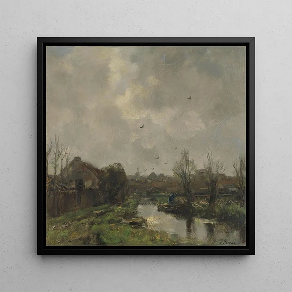 Landscape Painting in the vicinity of The Hague - Jacob Maris — framed artwork on a wall