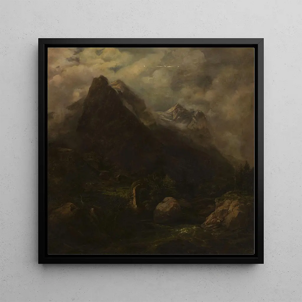 Mountain Landscape Painting - Carl Wagner — framed artwork on a wall