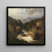 Mountain landscape painting with hunter by a turbulent river - Leonhard Rausch — wall display of the artwork