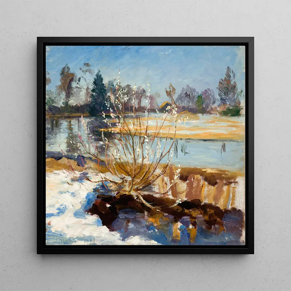 Spring Landscape Painting - Lilly Walther — framed artwork on a wall