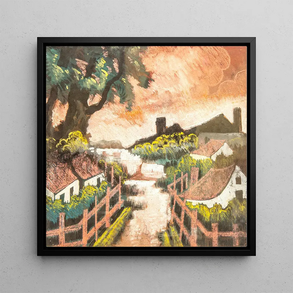 Village Landscape - Hugo Scheiber — framed artwork on a wall