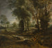 Evening landscape with a wooden cart - Peter Paul Rubens — artwork view