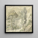 Forest landscape painting with a hill on the right and water in the middle - Elias van Nijmegen — framed artwork on a wall