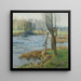 French landscape painting with watercourse - Gustave Albert — framed artwork on a wall