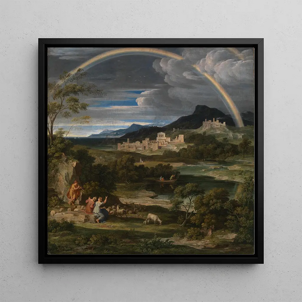 Heroic Landscape with Rainbow - Joseph Anton Koch — framed artwork on a wall