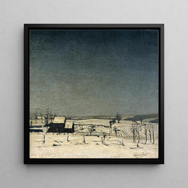 Snowy Landscape Painting in Flanders - Valerius De Saedeleer — framed artwork on a wall