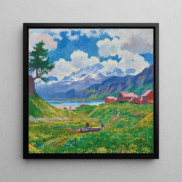 Spring Landscape Painting - Giovanni Giacometti — framed artwork on a wall