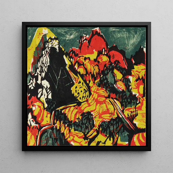 Colorful Ticino landscape painting - Albert Müller — framed artwork on a wall