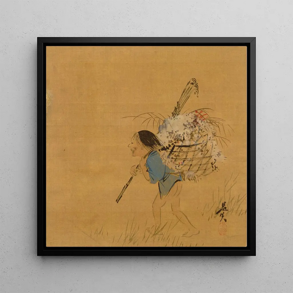 Peasant with a Basket - Shibata Zeshin — framed artwork on a wall