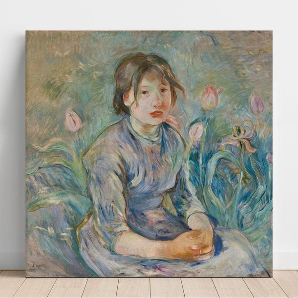 Berthe Morisot's Peasant Girl in the Middle of Tulips — wall display of the artwork