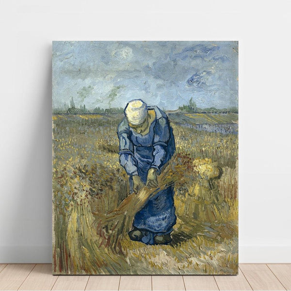Reproduction of the painting of a Peasant Painting linking sheaves (After Millet) - Vincent van Gogh