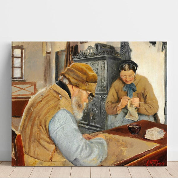 Reproduction of the painting Peasants in the Village of Ring - Laurits Andersen Ring