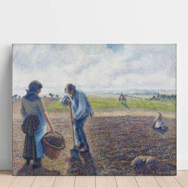 Reproduction of the painting Peasants in the Fields, Éragny - Camille Pissarro
