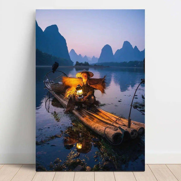 Fisherman at dusk | Nature photo decoration