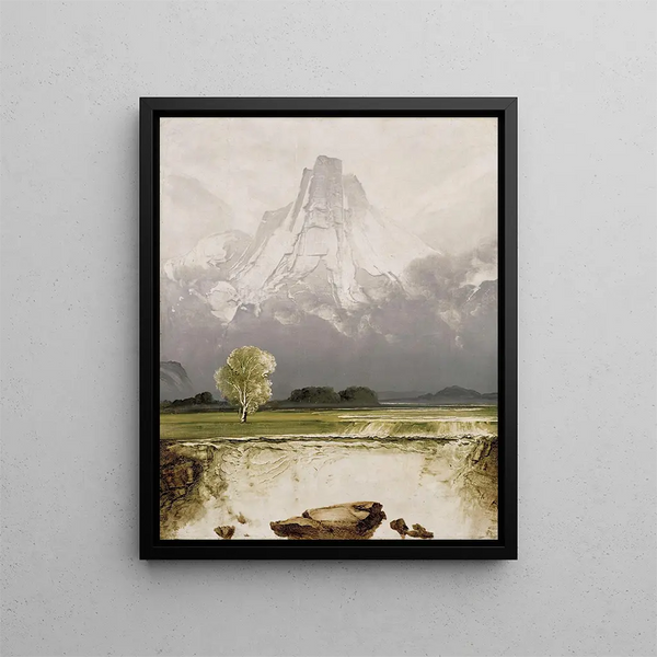 Stetind with birch - Peder Balke — framed artwork on a wall