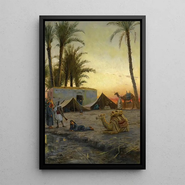 Campement dans le désert - Peder Mørk Mønsted — framed artwork on a wall