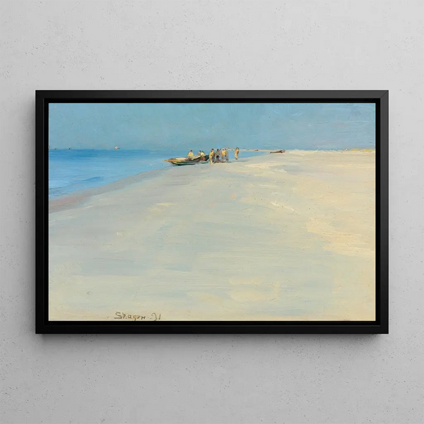 Fishermen on the Beach at Skagen - Peder Severin Krøyer — framed artwork on a wall