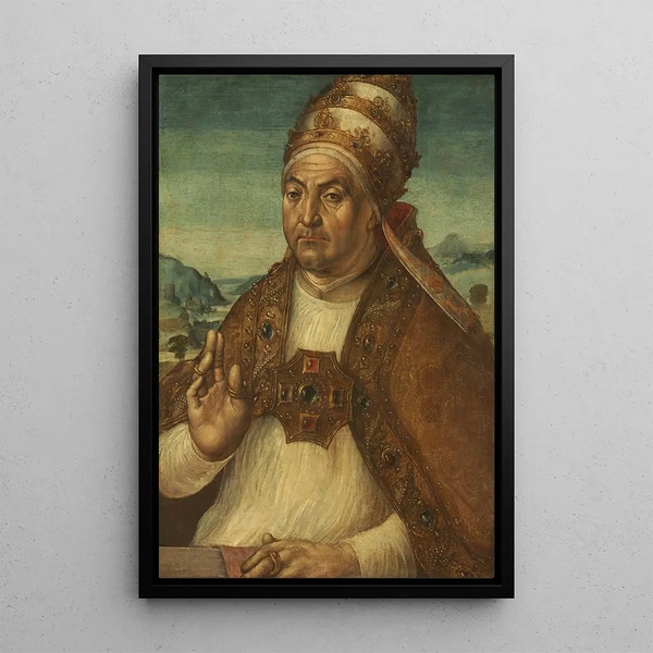 Portrait of Pope Sixtus IV della Rovere - Pedro Berruguete — framed artwork on a wall