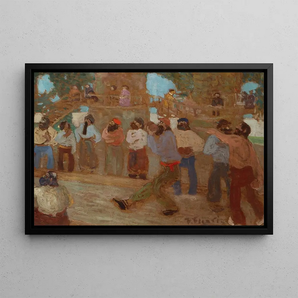 Bochas Court Painting - Pedro Figari — framed artwork on a wall