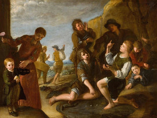 boys playing dice - Pedro Núñez de Villavicencio — artwork view