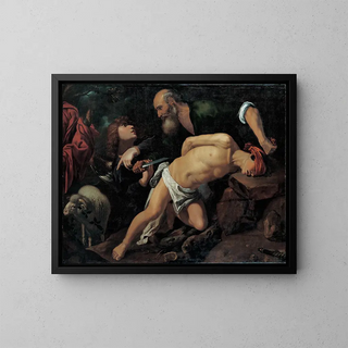 The Sacrifice of Isaac - Pedro Orrente — framed artwork on a wall