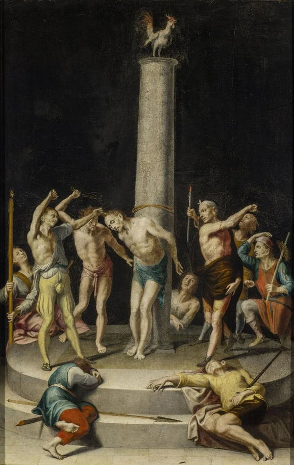 Flagellation of Christ - Pedro de Campaña — framed artwork on a wall