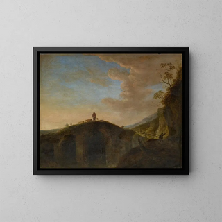 Pont de pierre - Peeter van Bredael — framed artwork on a wall