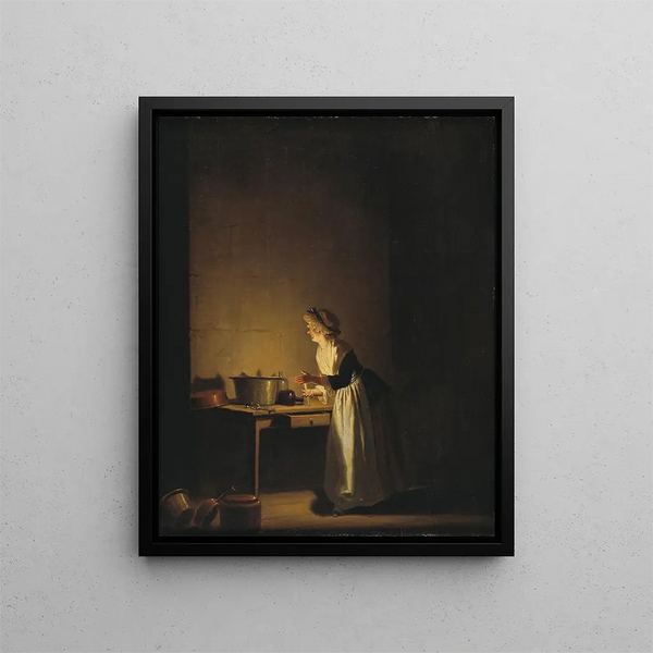 Kitchen scene - Pehr Hilleström — framed artwork on a wall