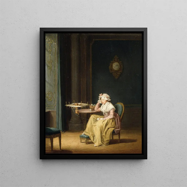 The wool spinner - Pehr Hilleström — framed artwork on a wall