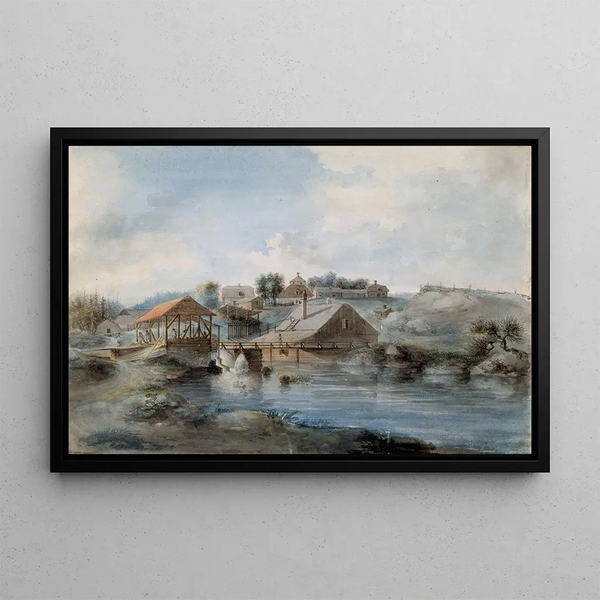 View from the Bernshammar Sawmill - Pehr Nordquist — framed artwork on a wall