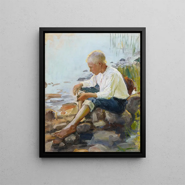 Boy on the Shore - Pekka Halonen — framed artwork on a wall