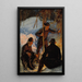 Lumberjacks around a campfire - Pekka Halonen — framed artwork on a wall