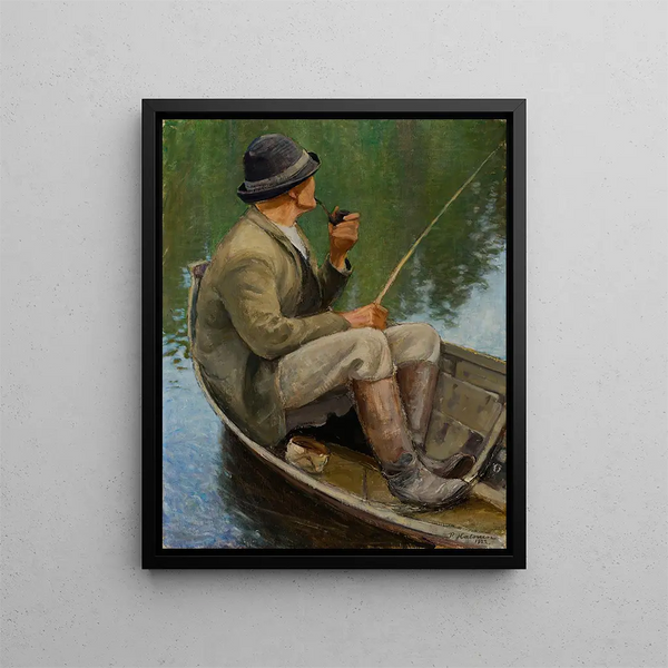 Man Fishing - Pekka Halonen — framed artwork on a wall