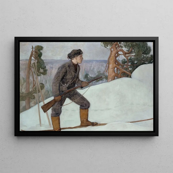 The Lynx Hunter - Pekka Halonen — framed artwork on a wall