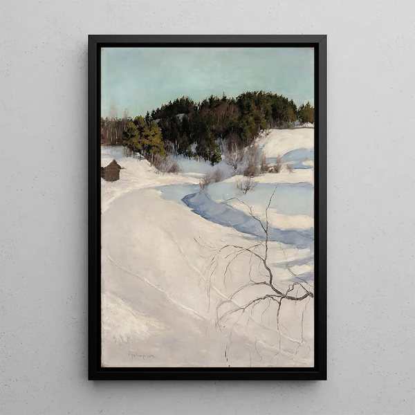 Winter Landscape Painting Myllykyl - Pekka Halonen — framed artwork on a wall