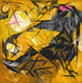 Perception rayiste of cats in pink, black and yellow - Natalia Goncharova — displayed in an interior